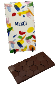 Tablette "Merci" au chocolat noir & crêpe dentelle