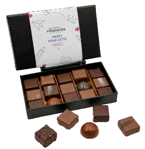 Coffret assortiment 15 chocolats "Fin des écoles"