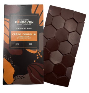 Tablette chocolat noir et crêpe dentelle 62%